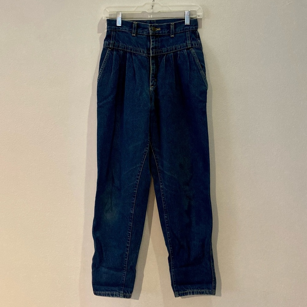 Vintage Lee Pleated Bareback Denim Jeans Medium Wash